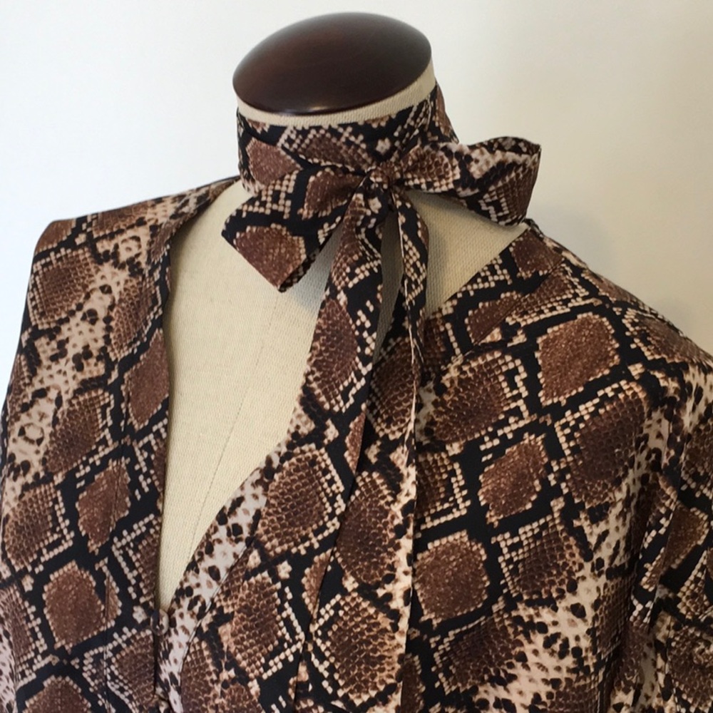 BCBGMaxAzria Brown Snake Print Romper - Picture 9 of 16